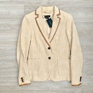 Massimo Dutti Cream Blazer with Brown Trim